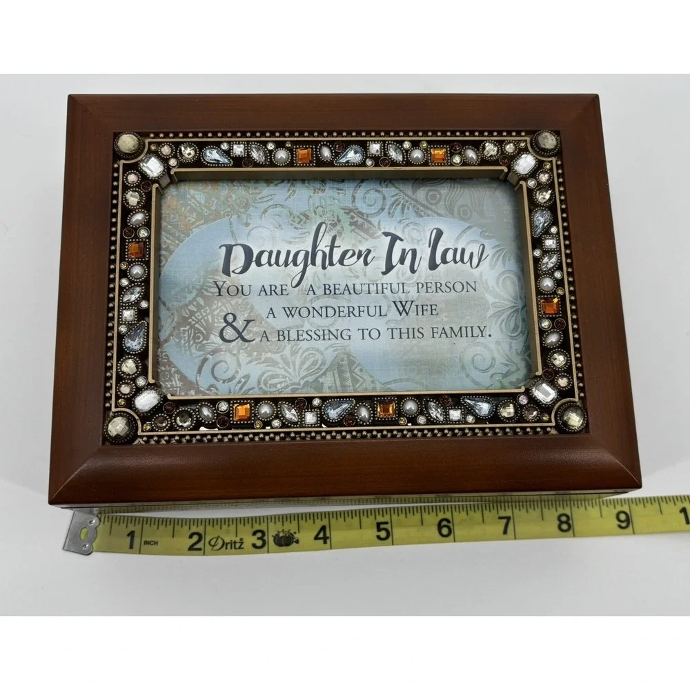 Cottage Garden Daughter In Law Jewelry Music Box‎ Woodgrain Frame 4x6 NIB Gift